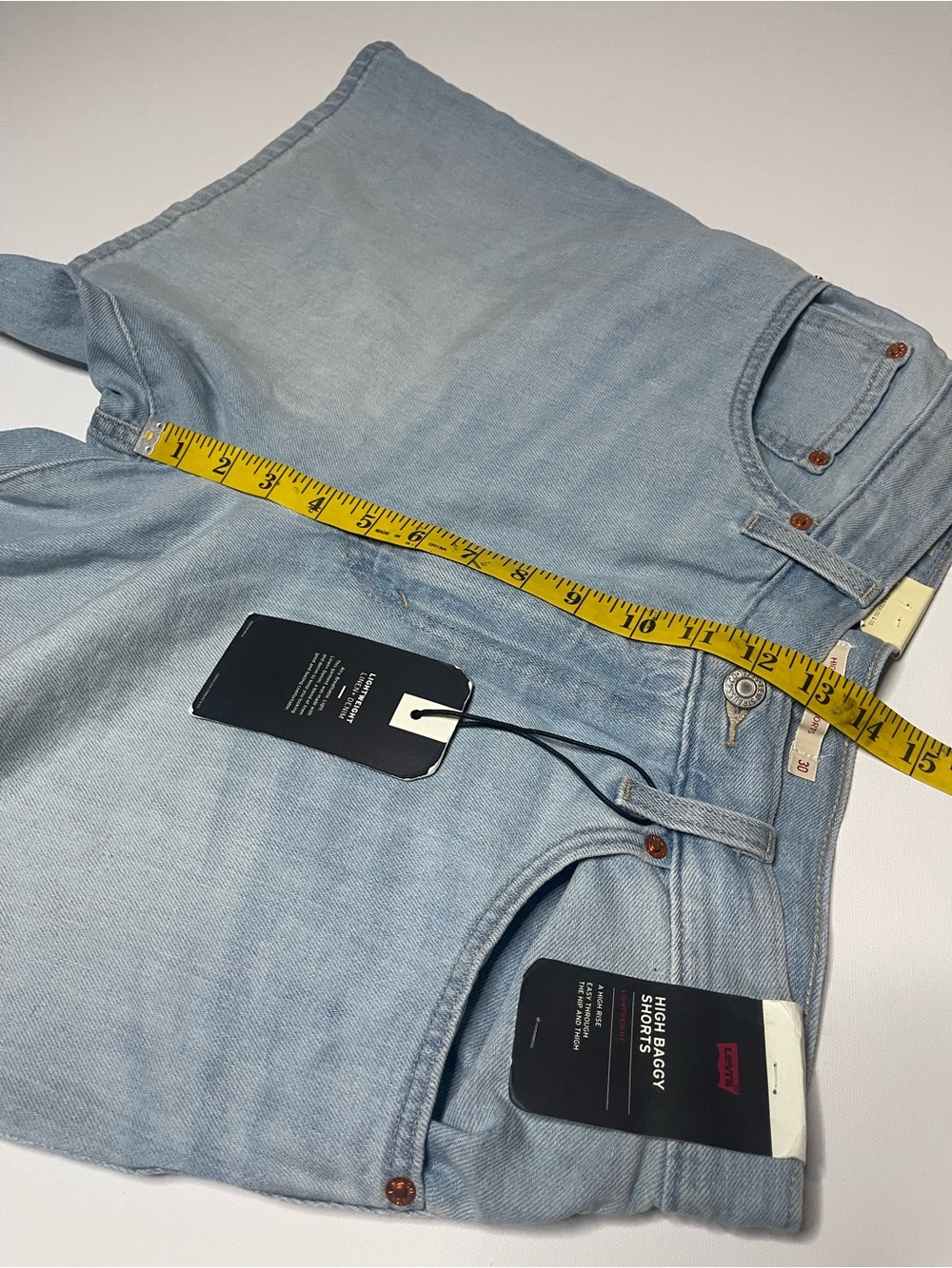 Levi's Blue Lightweight Linen+Denim High Rise Baggy Shorts - Picture 4 of 11